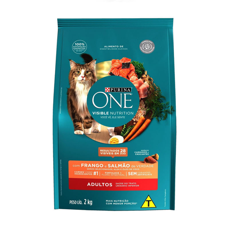 Alimento-para-Gatos-Adultos-Frango-e-Salmao-One-Visible-Nutrition-Purina-Pacote-2kg