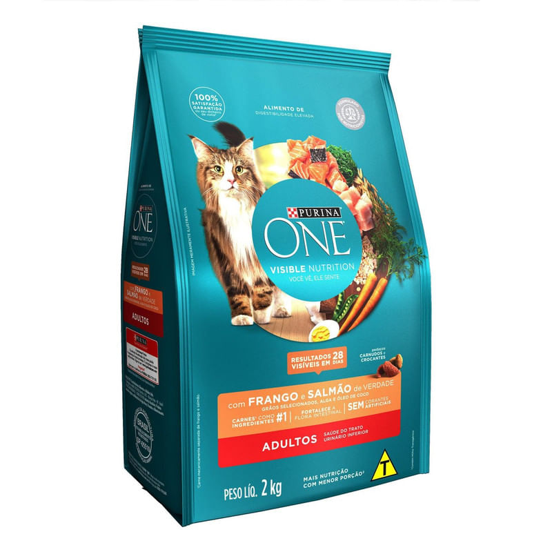 Alimento-para-Gatos-Adultos-Frango-e-Salmao-One-Visible-Nutrition-Purina-Pacote-2kg