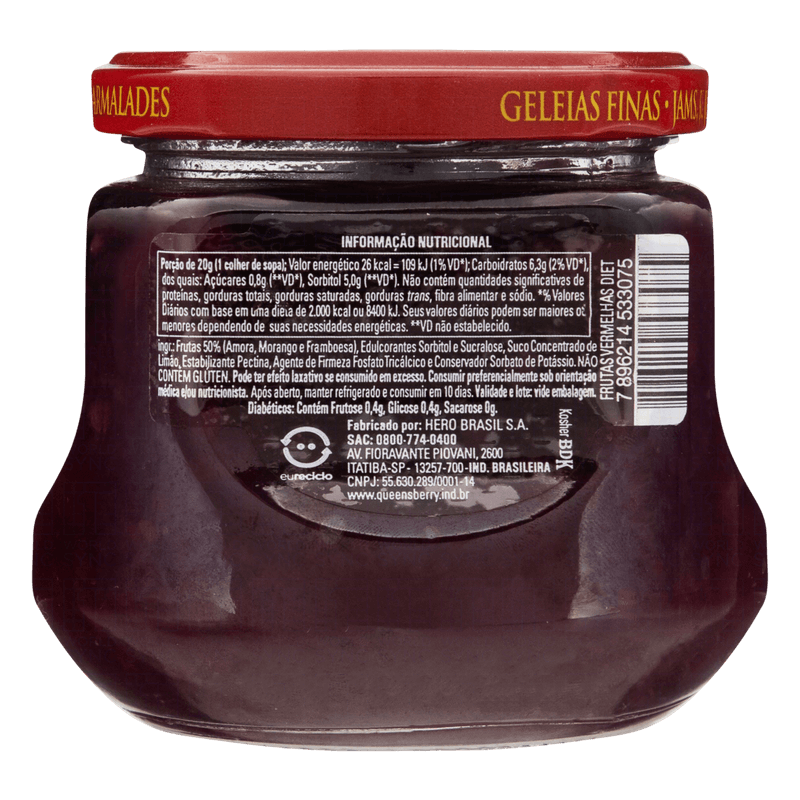 Geleia-Frutas-Vermelhas-Zero-Acucar-Diet-Queensberry-Vidro-280g