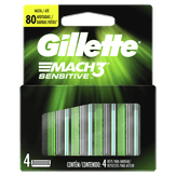 Carga de Aparelho para Barbear Gillette Mach3 Sensitive Caixa com 4 Unidades