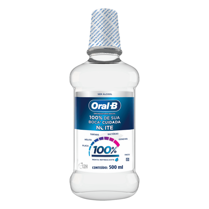 Enxaguante-Bucal-Zero-Alcool-Menta-Refrescante-Noite-100--Oral-B-Frasco-500ml