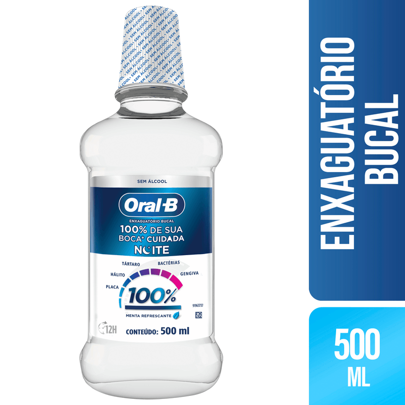Enxaguante-Bucal-Zero-Alcool-Menta-Refrescante-Noite-100--Oral-B-Frasco-500ml