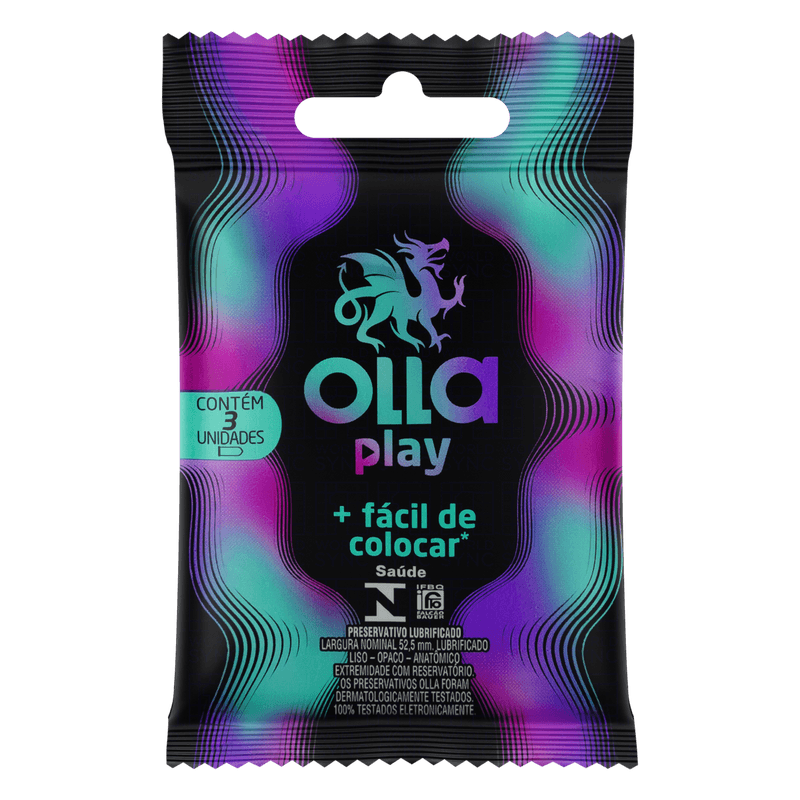 Preservativo-Masculino-Play---Facil-de-Colocar-Olla-Pacote-com-3-Unidades