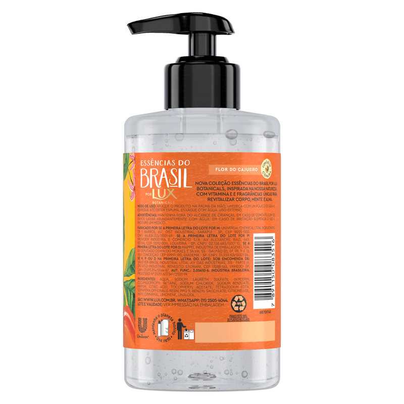 Sabonete-Liquido-para-as-Maos-Flor-do-Cajueiro-Lux-Botanicals-Essencias-do-Brasil-Frasco-300ml