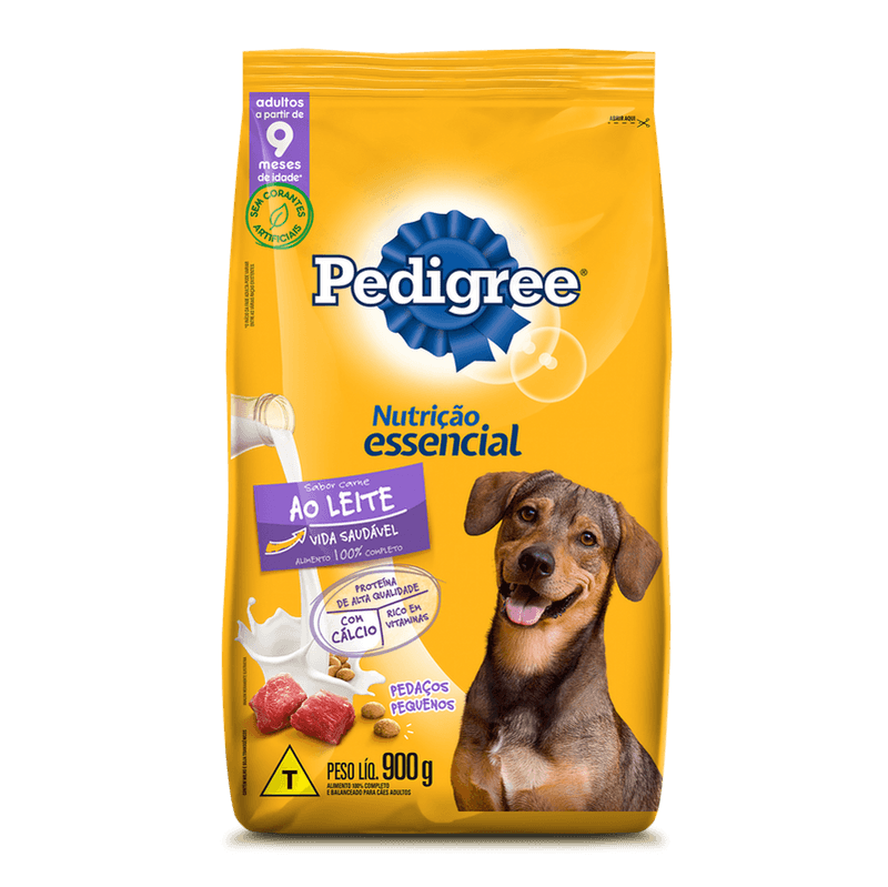 Racao-para-Caes-Adultos-Carne-ao-Leite-Pedigree-Nutricao-Essencial-Pacote-900g