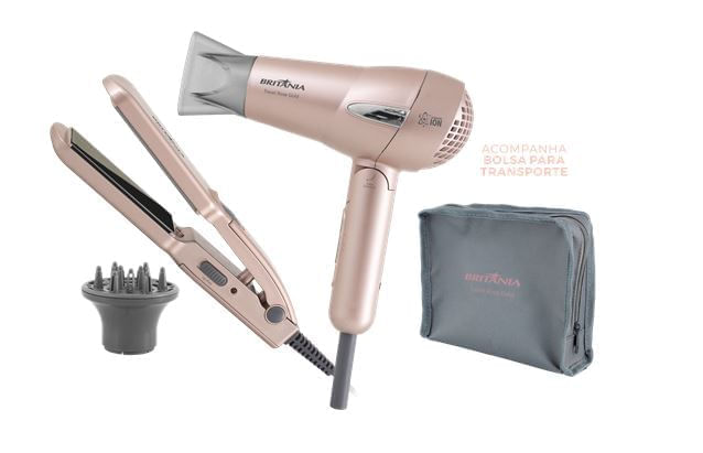 Kit-Travel-Secador-com-Fio-e-Prancha-Rose-Gold-Britania