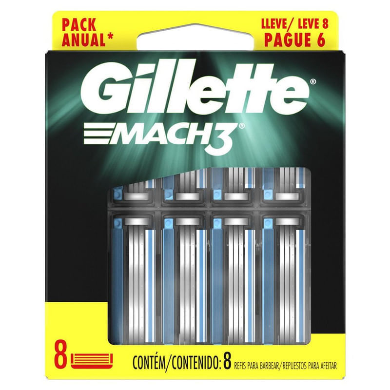 Kit-Carga-de-Aparelho-para-Barbear-Mach3-Gillette-Cartela-Leve-8-Pague-6-Unidades