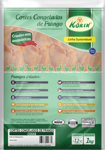 Coxa De Frango Congelada Kórin Sustentável Pacote 1kg 4825