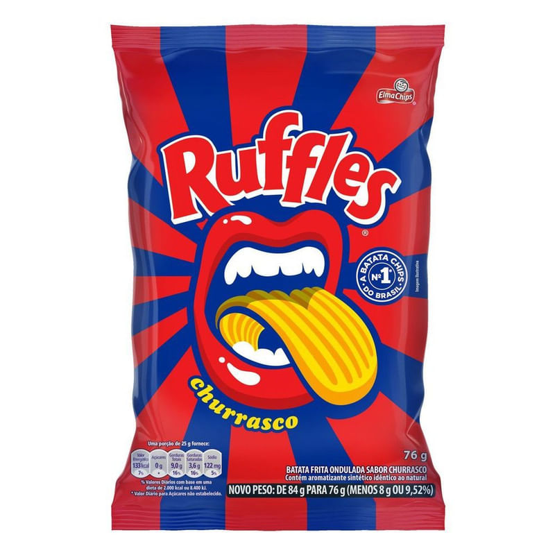 Batata-Frita-Ondulada-Churrasco-Elma-Chips-Ruffles-Pacote-76G