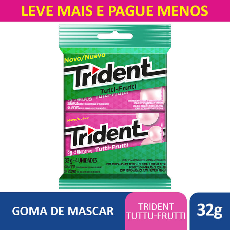 Goma-de-mascar-Trident-tutti-frutti-32g-pacote-com-4-unidades