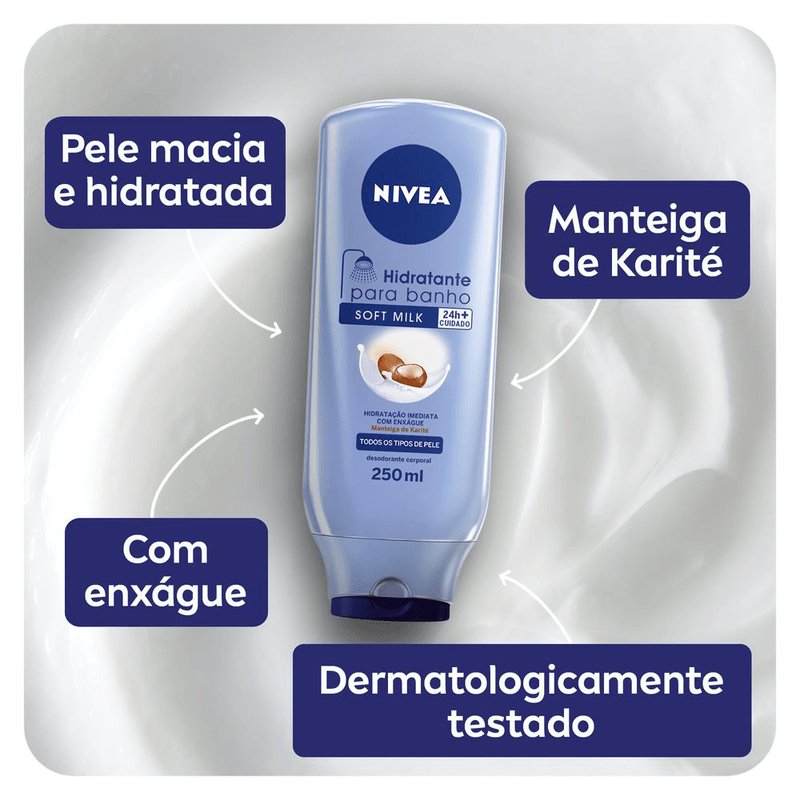 Locao-Deo-Hidratante-para-Banho-Nivea-Frasco-Soft-Milk-Frasco-250ml