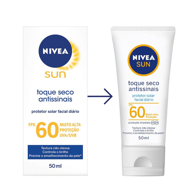 Protetor-Solar-Facial-Toque-Seco-Antissinais-FPS-60-Nivea-Sun-Bisnaga-50ml