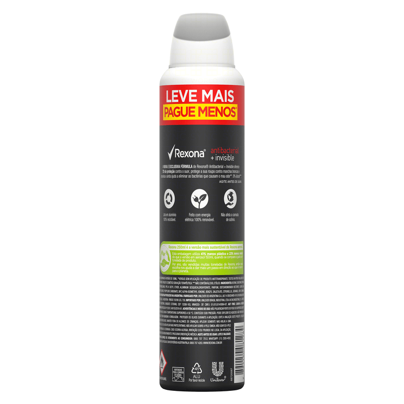 Antitranspirante-Aerossol-Antibacterial-e-Invisible-72h-Rexona-250ml-Leve-Mais-Pague-Menos