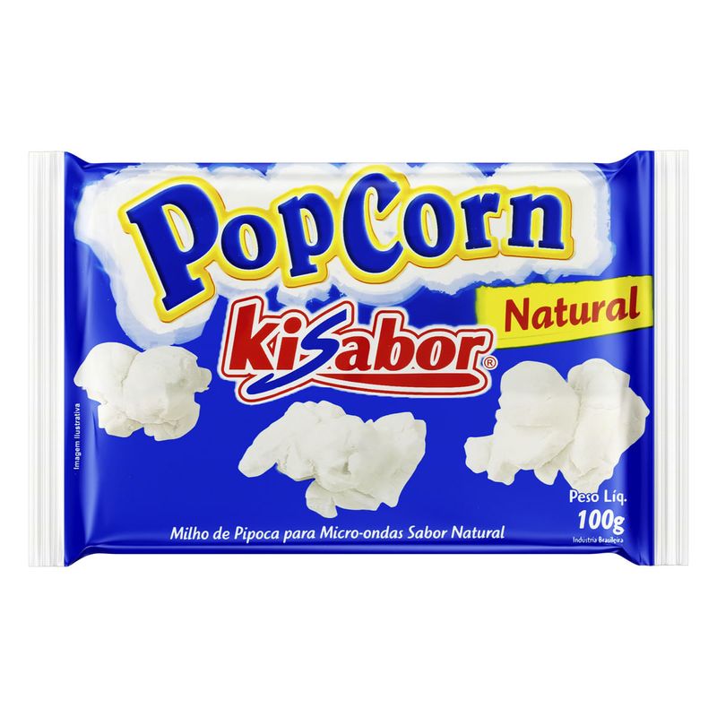 Pipoca-para-Micro-ondas-Sabor-Natural-Popcorn-Kisabor-Pacote-100g
