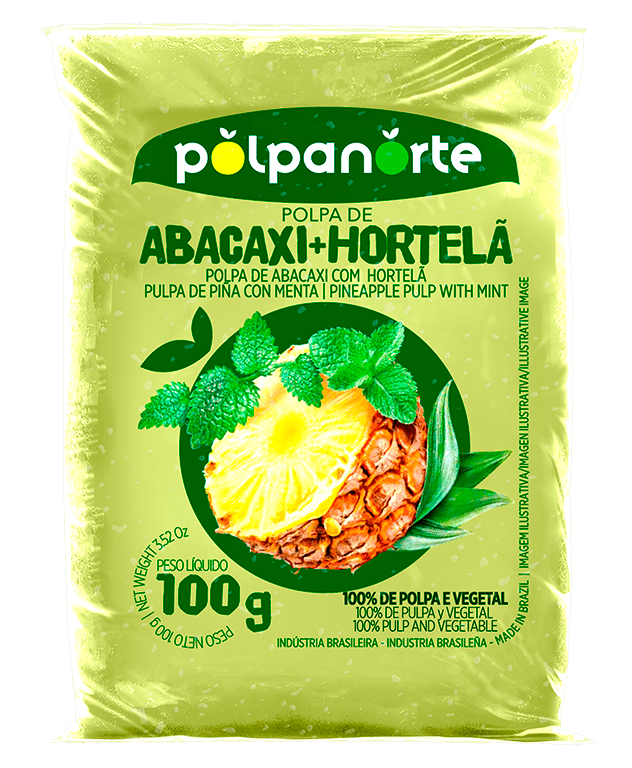 Polpa-de-Fruta-Abacaxi-com-Hortela-Polpanorte-Pacote-100g