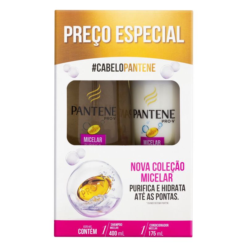 Kit-Shampoo-400ml---Condicionador-175ml-Pantene-Micelar-Purifica---Hidrata