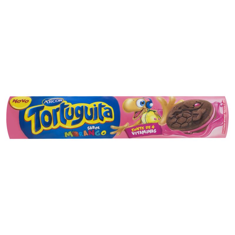 Biscoito Recheio Morango Tortuguita Pacote 130g