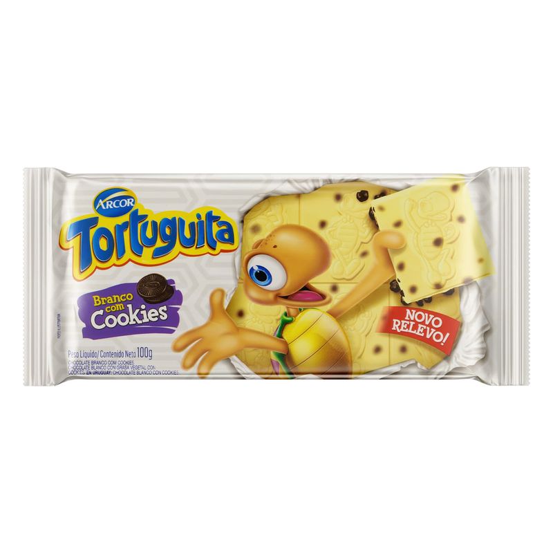 Barra de Chocolate Branco com Cookies Tortuguita 100g