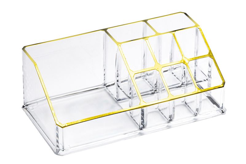 Organizador-de-Maquiagens-em-Acrilico-Bordas-Douradas-17x9cm-Casalab
