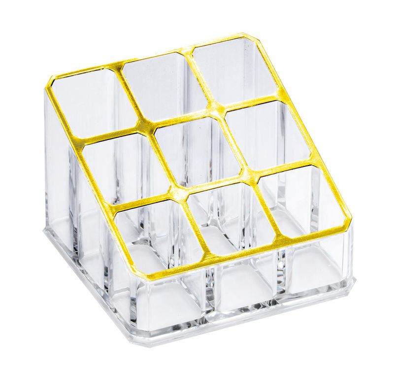 Organizador-de-Maquiagens-em-Acrilico-Bordas-Douradas-9x9cm-Casalab