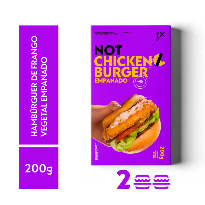 Hamburguer-Vegano-Not-Chicken-Burger-Empanado-Notco-Caixa-200g-com-2-Unidades-de-100g-Cada