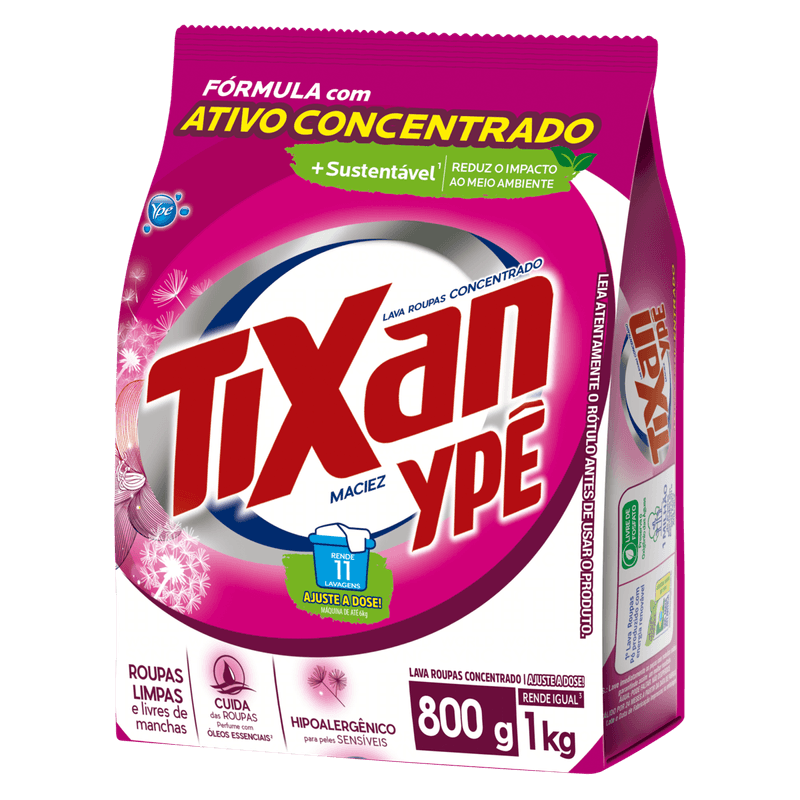 Lava-Roupas-com-Ativo-Concentrado-Maciez-Tixan-Ype-em-Po-Pacote-800g
