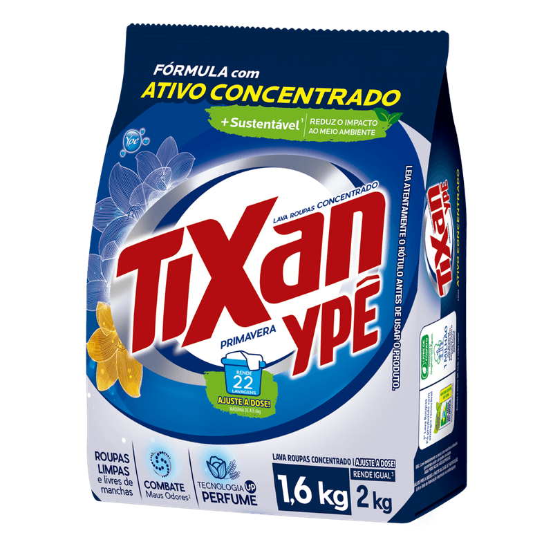 Lava-Roupas-com-Ativo-Concentrado-Primavera-Tixan-Ype-em-Po-Pacote-16kg