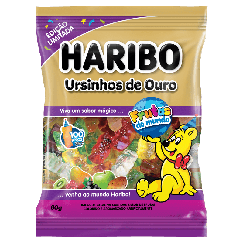 Bala-de-Gelatina-Sortidas-Ursinhos-de-Ouro-Frutas-do-Mundo-Haribo-Pacote-80g-Edicao-Limitada