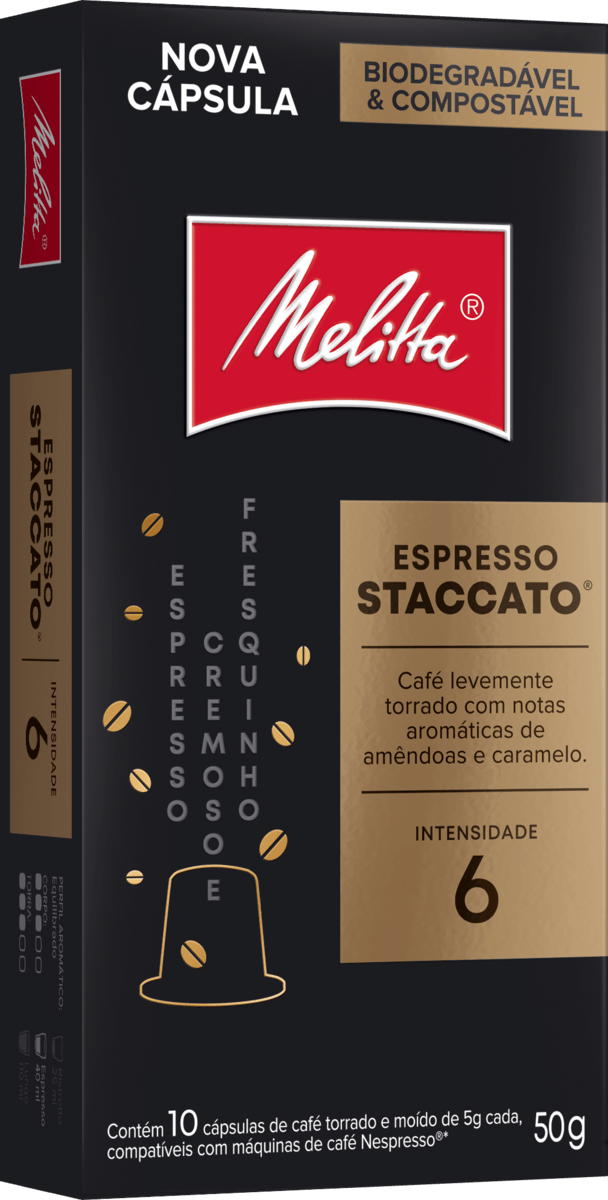 Cafe-em-Capsula-Torrado-e-Moido-Espresso-Staccato-Melitta-Caixa-50g-10-Unidades-de-5g-Cada