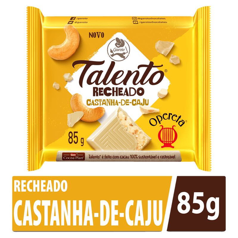 Chocolate-Branco-Opereta-Recheio-ao-Leite-e-Castanha-de-Caju-Talento-Garoto-Pacote-85g