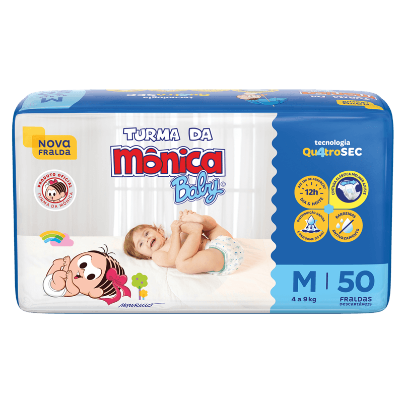 Fralda-Descartavel-Baby-M-Turma-da-Monica-4-a-9kg-Pacote-50-Unidades