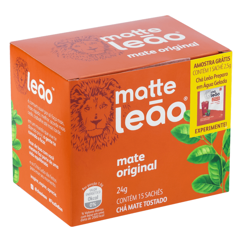 Cha-Mate-Tostado-Original-Matte-Cha-Leao-Caixa-24g-15-Unidades-Gratis-1-Sache-25g
