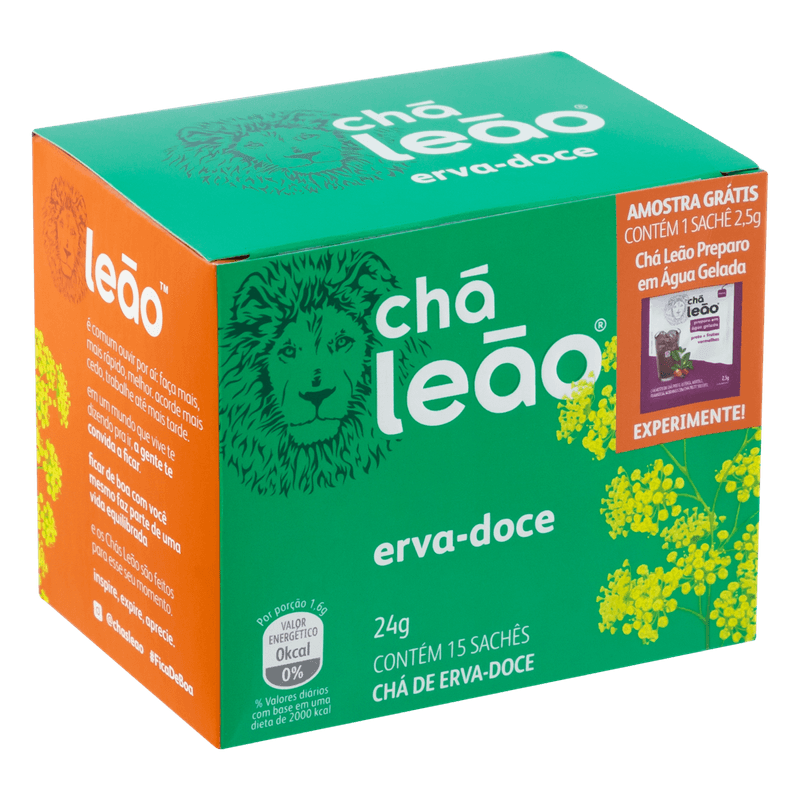 Cha-ErvaDoce-Cha-Leao-Caixa-24g-15-Unidades-Gratis-1-Sache-25g-