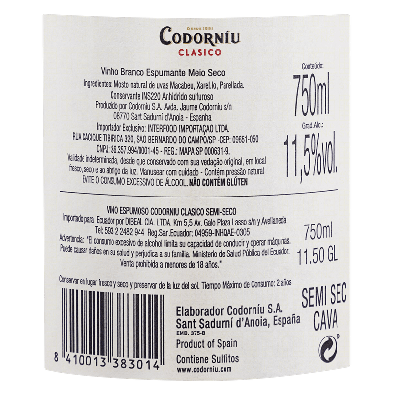 Espumante-Meio-Seco-Espanhol-Branco-Codorniu-Garrafa-750ml