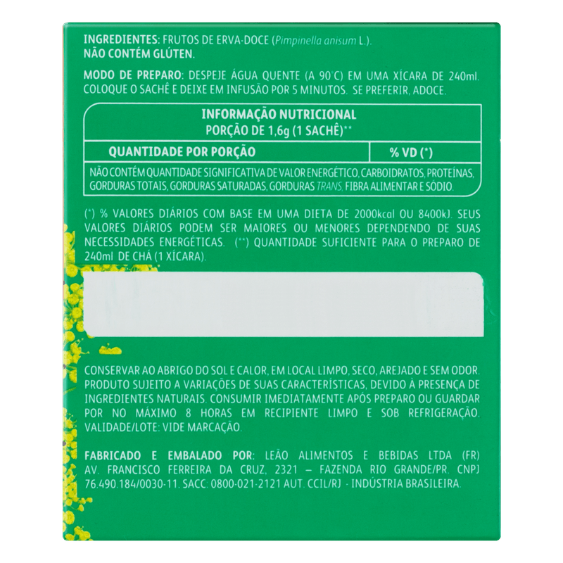 Cha-ErvaDoce-Cha-Leao-Caixa-24g-15-Unidades-Gratis-1-Sache-25g-