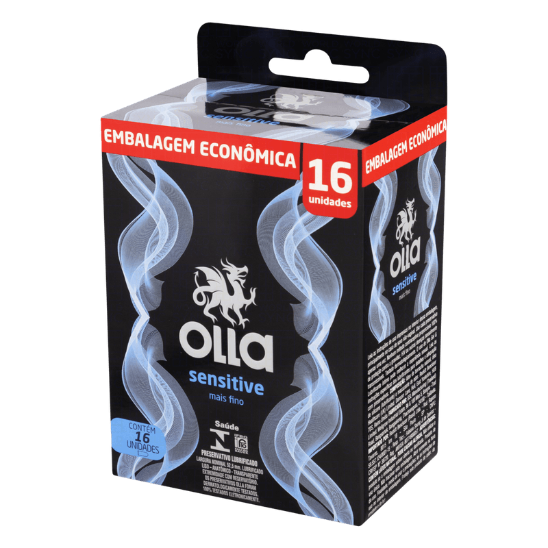 Preservativo-Masculino-Sensitive-Mais-Fino-Olla-Pack-16-Unidades-Embalagem-Economica