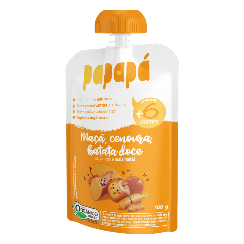 Papinha-Organica-Sabor-Maca-Cenoura-Batata-Doce-Papapa-Squeeze-100g