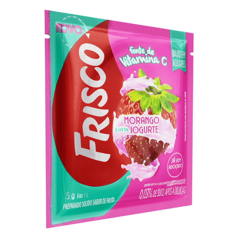 Preparado-Refresco-em-Po-Sabor-Morango-com-Iogurte-Frisco-Pacote-25g
