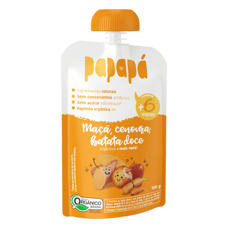 Papinha-Organica-Sabor-Maca-Cenoura-Batata-Doce-Papapa-Squeeze-100g