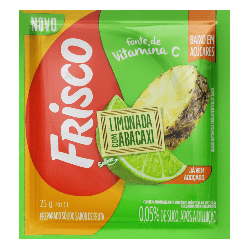 Preparado-Refresco-em-Po-Sabor-Limonada-com-Abacaxi-Frisco-Pacote-25g