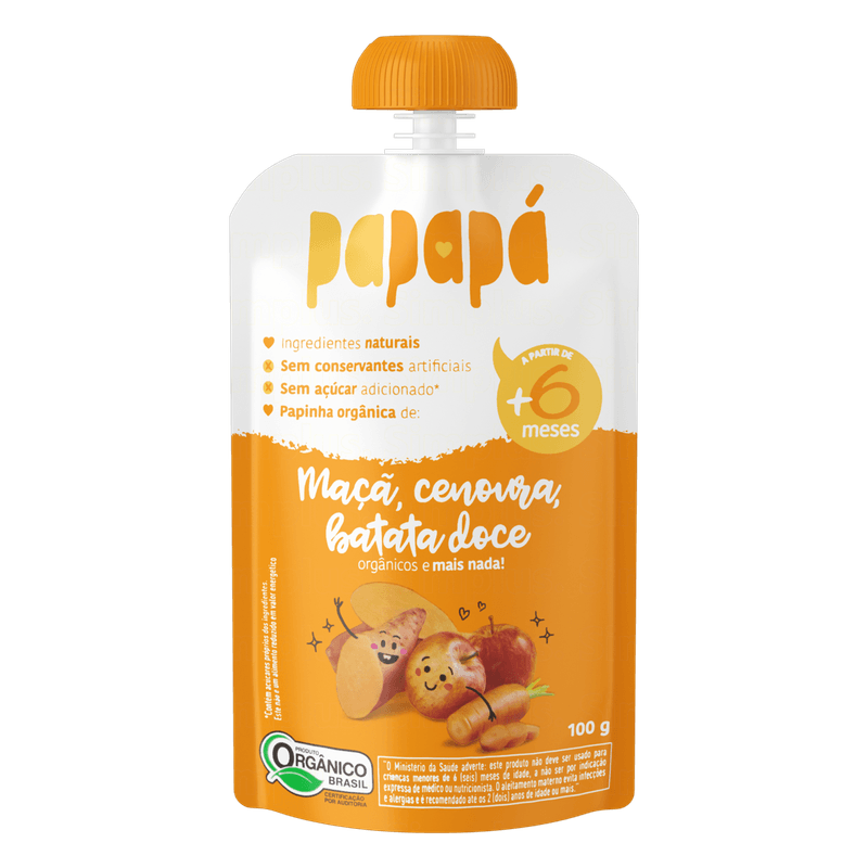 Papinha-Organica-Sabor-Maca-Cenoura-Batata-Doce-Papapa-Squeeze-100g