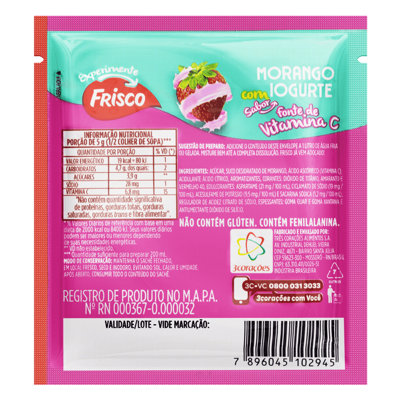 Preparado-Refresco-em-Po-Sabor-Morango-com-Iogurte-Frisco-Pacote-25g