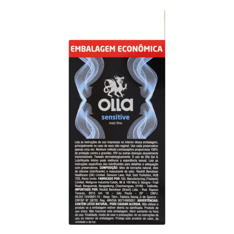 Preservativo-Masculino-Sensitive-Mais-Fino-Olla-Pack-16-Unidades-Embalagem-Economica