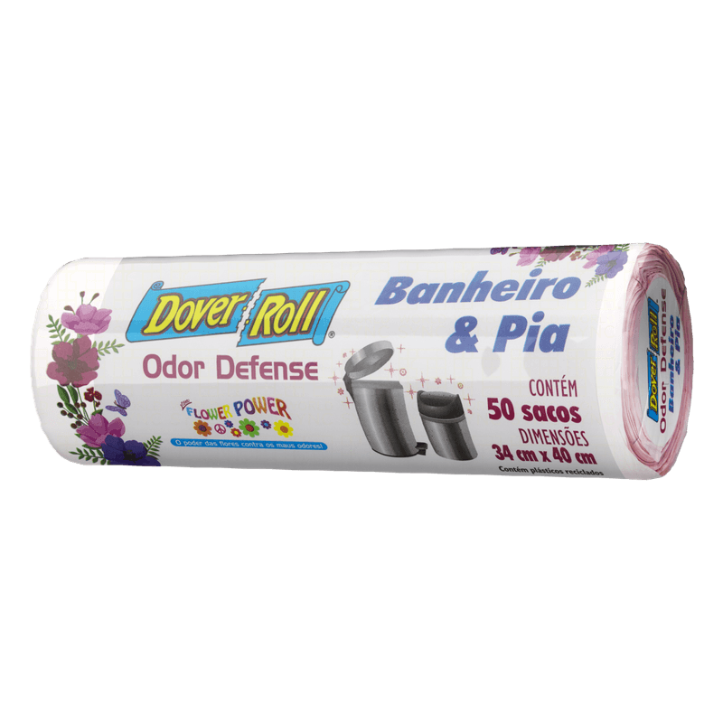 Saco-para-Lixo-Pia-e-Banheiro-Flower-Power-10l-Dover-Roll-50-Unidades