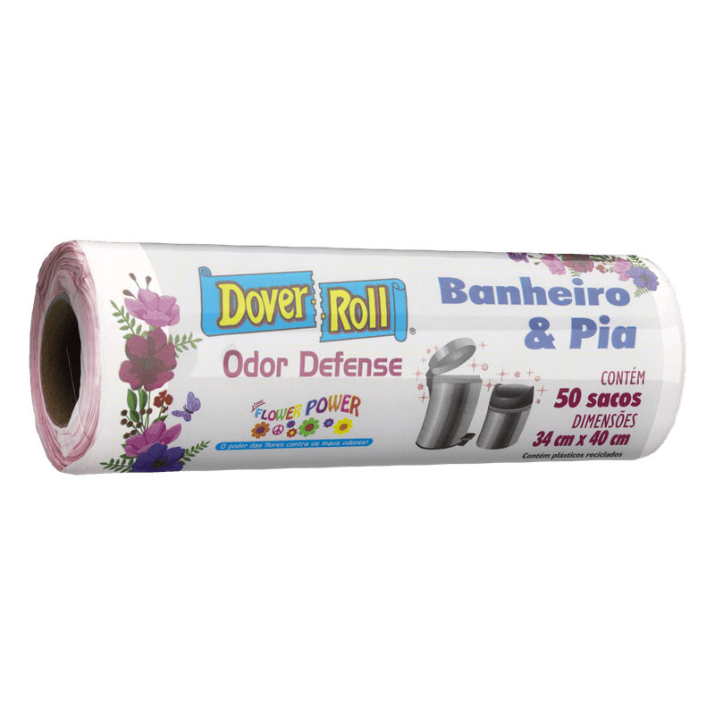 Saco-para-Lixo-Pia-e-Banheiro-Flower-Power-10l-Dover-Roll-50-Unidades