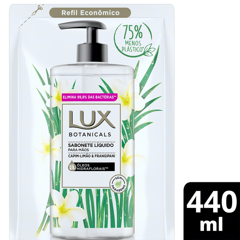Sabonete-Liquido-para-as-Maos-Capim-Limao---Frangipani-Lux-Sache-440ml-Refil-Economico