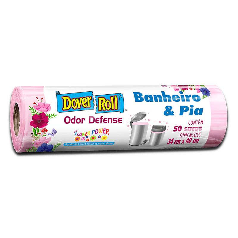 Saco-para-Lixo-Pia-e-Banheiro-Flower-Power-10l-Dover-Roll-50-Unidades