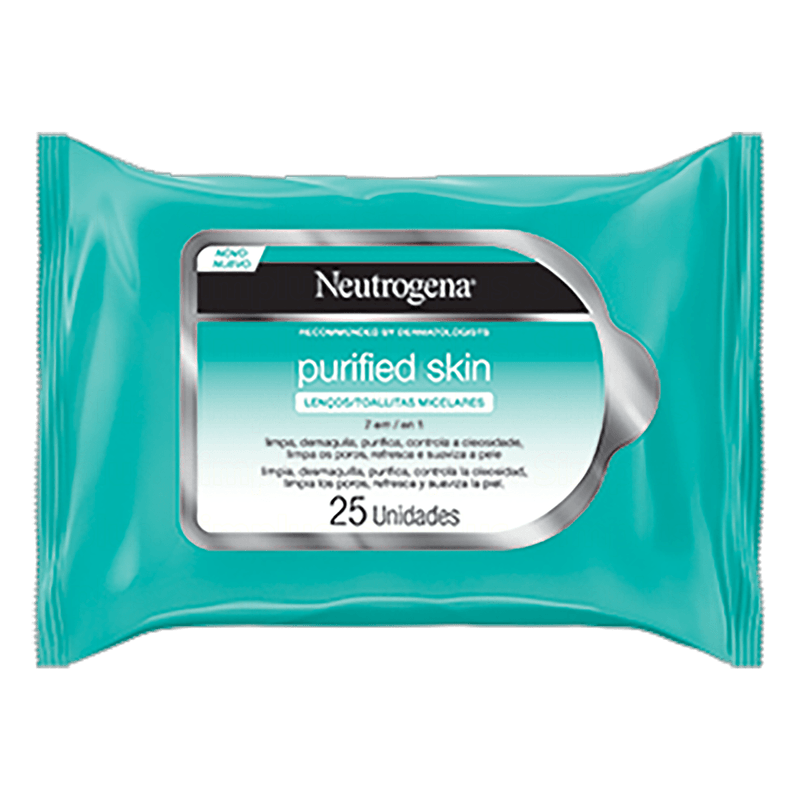 Lenco-Umedecido-Micelar-Facial-7-em-1-Neutrogena-Purified-Skin-Pacote-25-Unidades