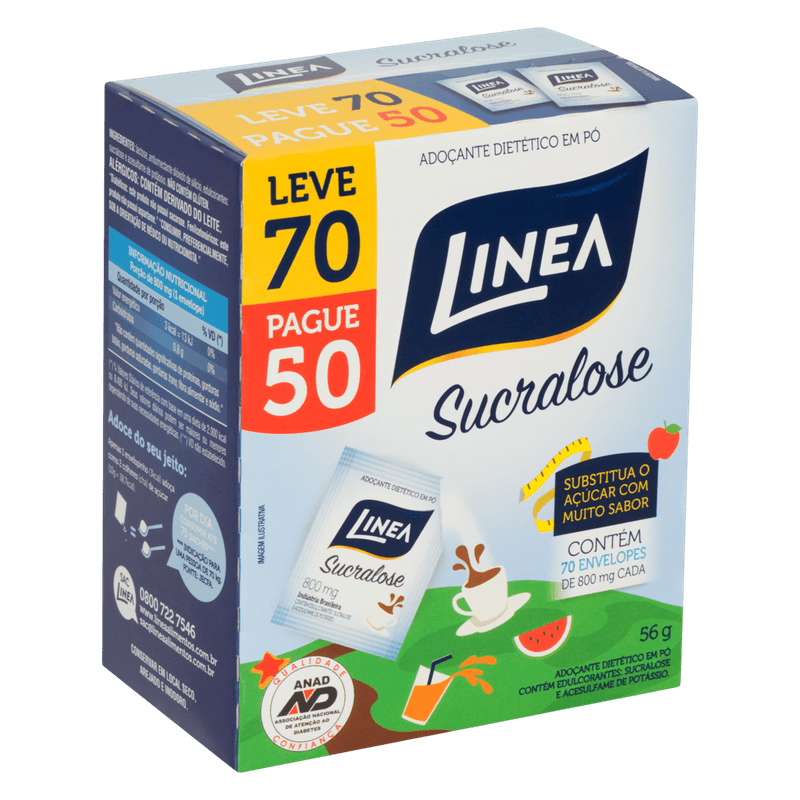 Adocante-Dietetico-em-Po-Sucralose-Linea-Caixa-56g-Leve-70-Pague-50-Unidades-de-800mg-Cada