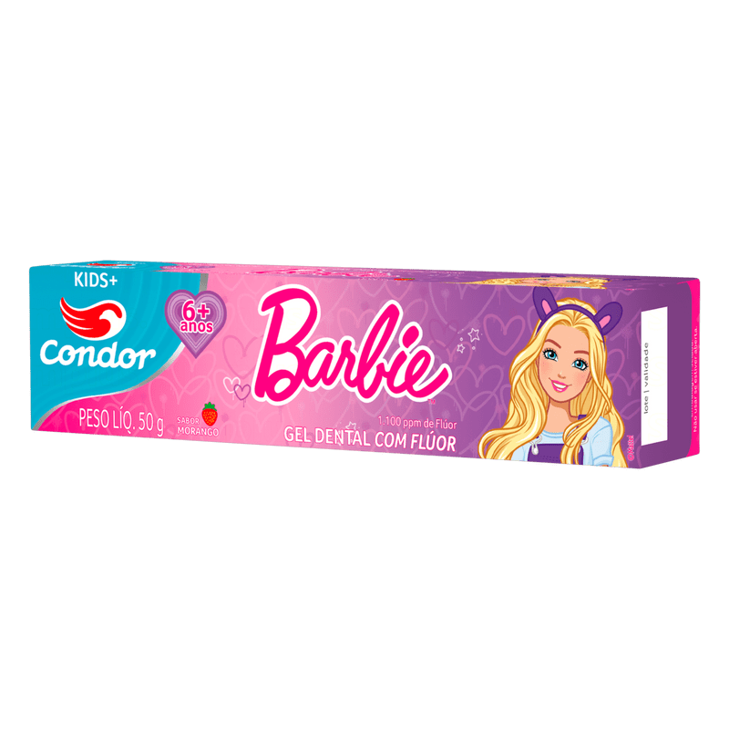 Gel-Dental-com-Fluor-Morango-Barbie-Condor-Kids--50g